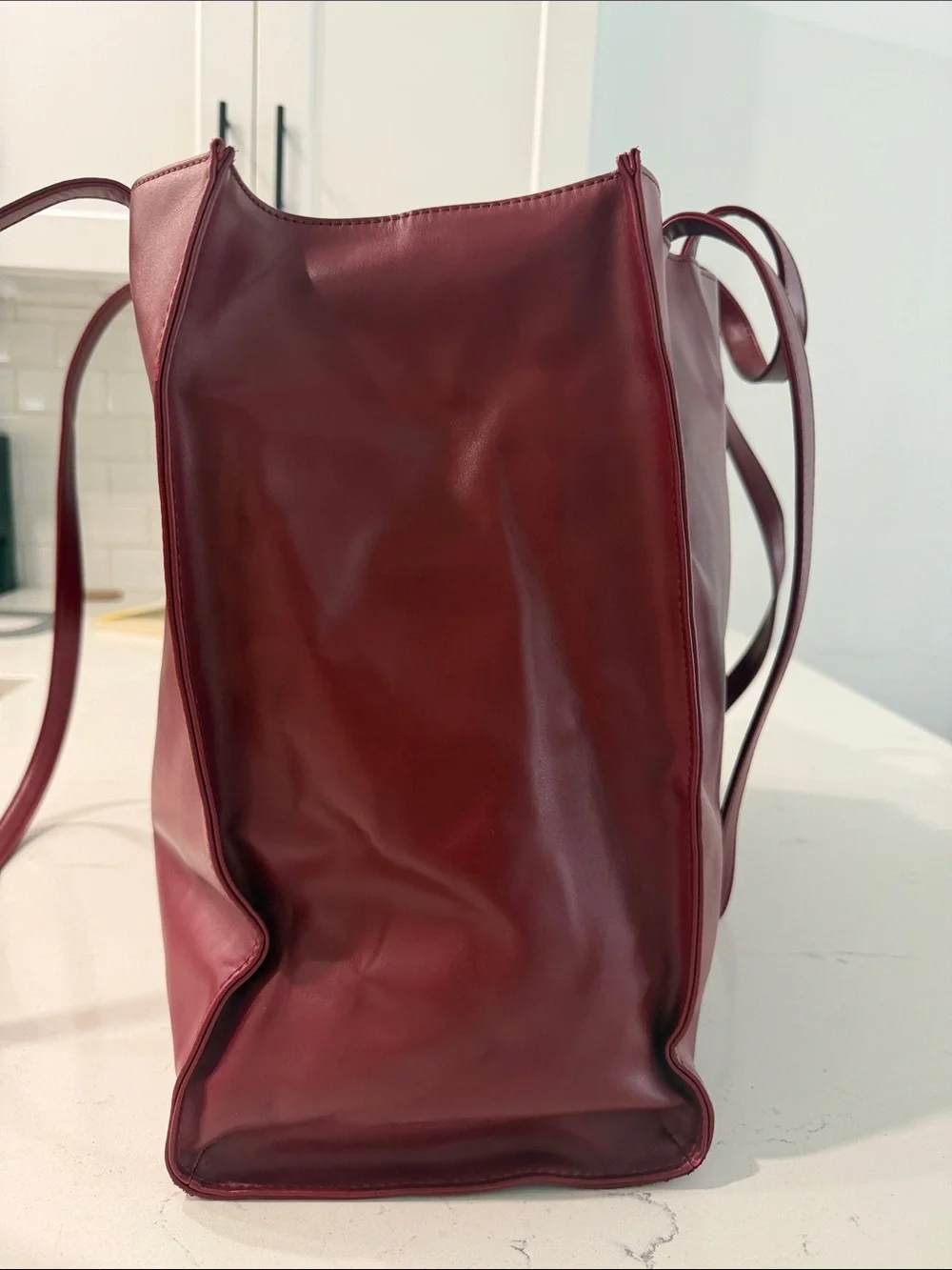 Telfar Large Embossed T Logo Tote - Burgundy